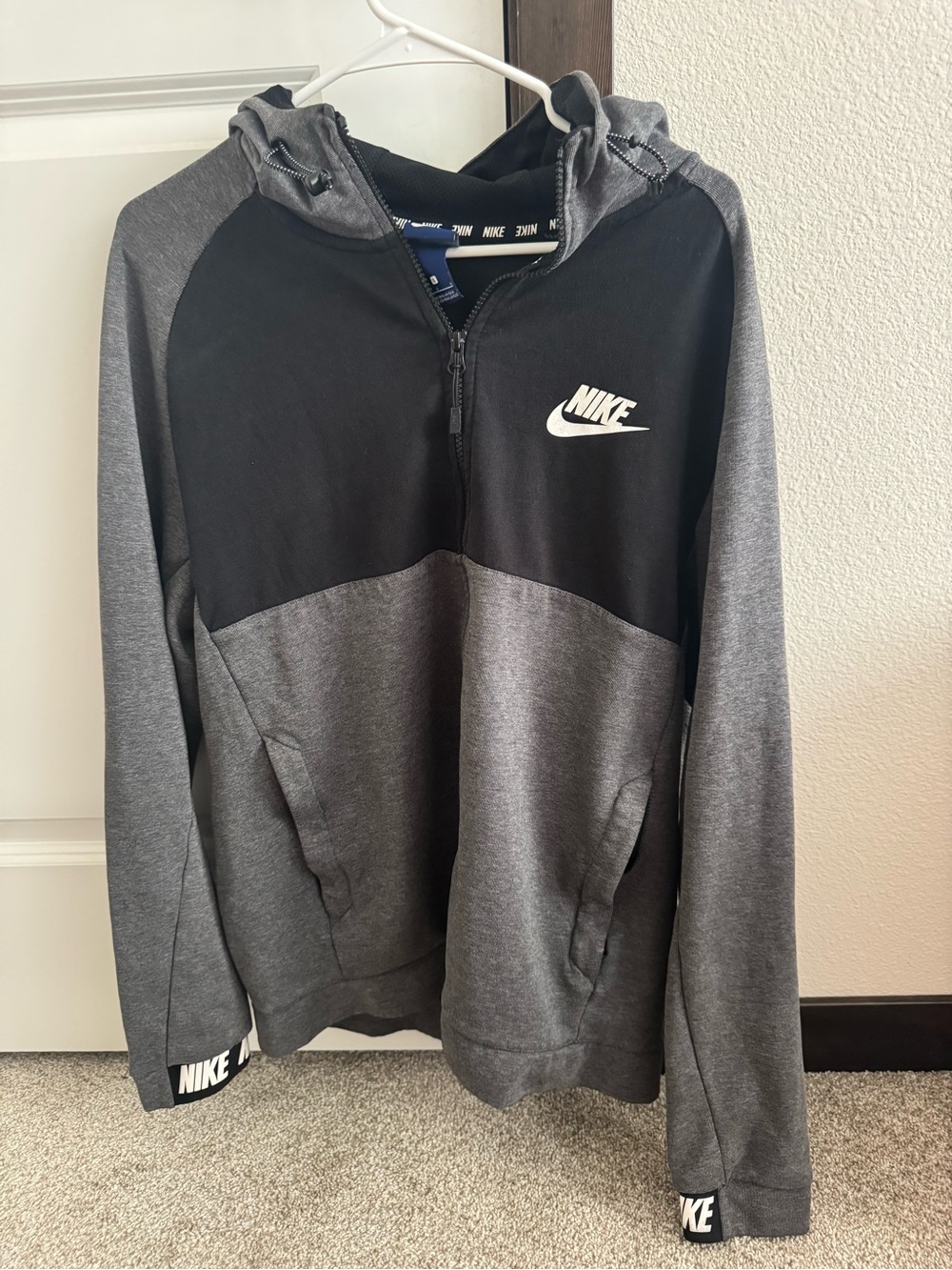 Nike Black & Blue Athletic Zip Hoodie with Branded Trim